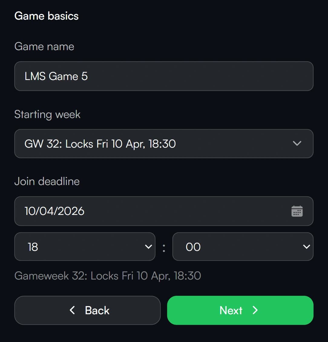 Create game